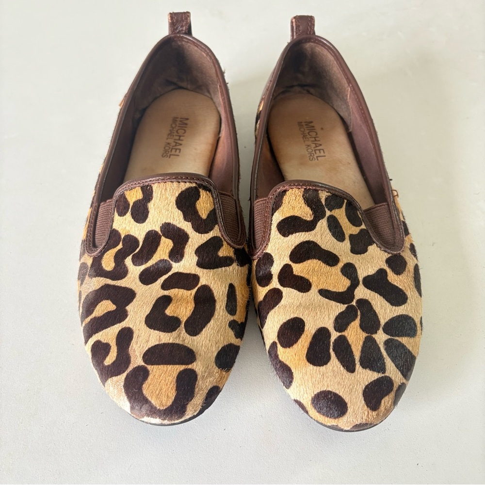 Michael Kors Moccasins Flat Shoes Haircalf Leopard Brown Loafer Women's Size 7 M - Picture 11 of 11
